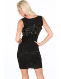 Dress with a bow on the neckline, black G52360 - Online store - Boutique